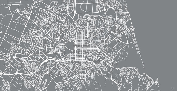 Urban Vector City Map Of Christchurch, New Zealand