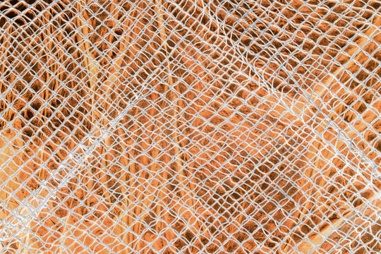 Detail of commercial fish net covering tarpaulin,Seattle