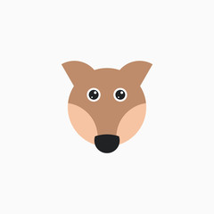 Vector Flat Fox's face isolated. Cartoon style illustration. Animal's head logo. Object for web, poster, banner, print design. Advertisement decoration element.