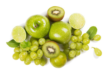 Heap of green color fruits. Close up.