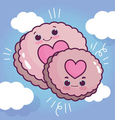food cute chocolate cookies hearts love cartoon