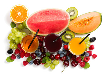 Berry, fruits and juices.