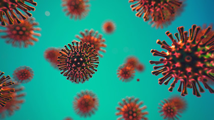 Microscopic influenza virus cells, sars, spanish flu, covid19