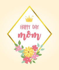 happy mothers day, flowers crown floral delicate banner