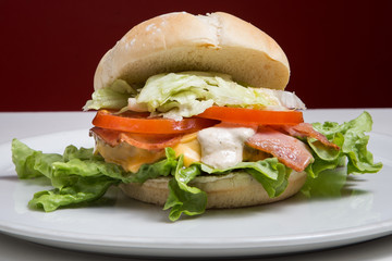 Tasty burger with bacon