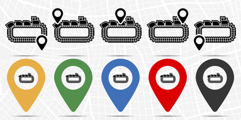 Park train locomotive icon in location set. Simple glyph, flat illustration element of amusement theme icons