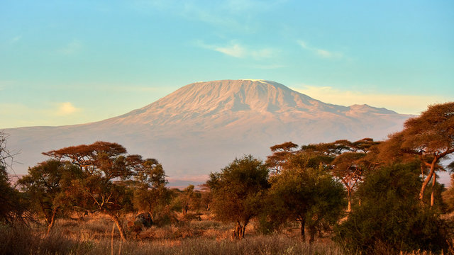 Sunrise with clear view of Mount Kilimanjaro in the background. Taken near Amboseli national park with Maasai Kenyan guide.