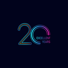 20 Years Excellent Anniversary Celebration Vector Template Design Illustration