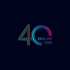 40 Years Excellent Anniversary Celebration Vector Template Design Illustration