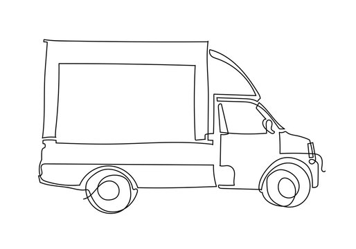 recommend clip art: continuous one line Illustration of Fast delivery truck