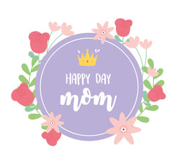 happy mothers day, flowers floral decoration label