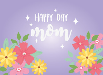 happy mothers day, greeting card mom flowers floral