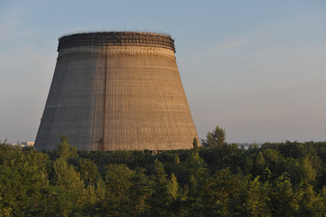 Unfinished cooling tower in Chernobyl zone