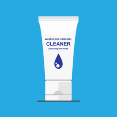 Waterless hand gel cleaner vector flat design.