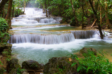 Huai Mae Khamin waterfall after the rain idyllic with natural