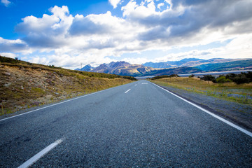 Long empty highway in New Zealand