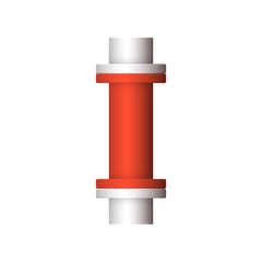 Pipe vector. Connection by flange fitting. For pipeline construction to transport liquid or gas in industry i.e. crude, oil, natural gas. Also water supply infrastructure in plumbing and irrigation.