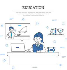 Design situation education line illustration