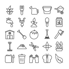 set of icon gardening , line style icon