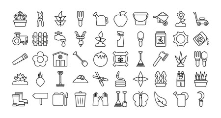 set of icon gardening , line style icon