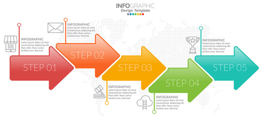 Infographic template design with 5 color options.