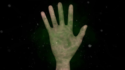 Dirty Hand Emitting Germs , Bacteria , Viruses. 3d rendering , illustration