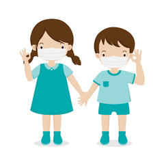  Kid wearing a face mask.Covid-19 or Coronavirus 2019-nCoV disease prevention concept