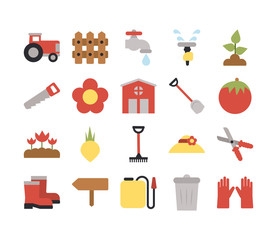 set of icon gardening on white background