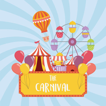 Fun Fair Carnival Ferris Wheel Tent Booth Air Balloon Recreation Entertainment