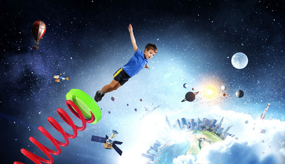 Kids bouncing in the space