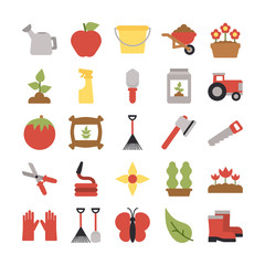 set of icon gardening on white background