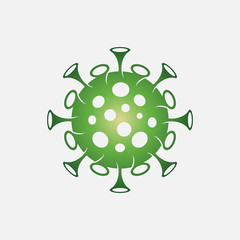 vector illustration of Coronavirus 2019-nCoV. Corona virus icon. Green color on white background isolated. virus attack. influenza pandemic. virion of Corona-virus.