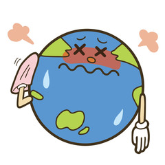 環境問題のイメージイラスト　病気になった地球のキャラクター　SDGs