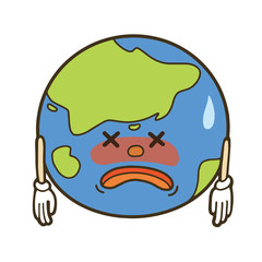 Obraz premium 環境問題のイメージイラスト 病気になった地球のキャラクター SDGs