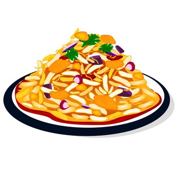 Bhel Puri indian street Food Vector ,White Background
