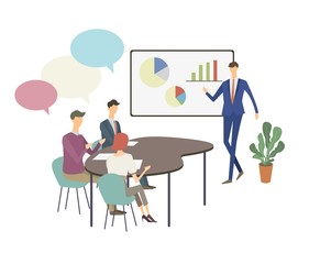 ミーティング　会議　コンサルタント　打ち合わせ　講義　ベクター　イラスト