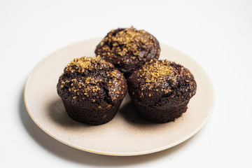 Double chocolate muffins with Demerara sugar