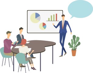 ミーティング　会議　コンサルタント　打ち合わせ　講義　ベクター　イラスト