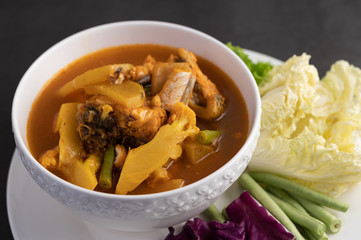 Yellow Curry with Snakehead Fish, Thai food
