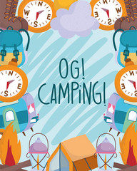 Fototapeta premium camping vacations travel activity adventure poster background