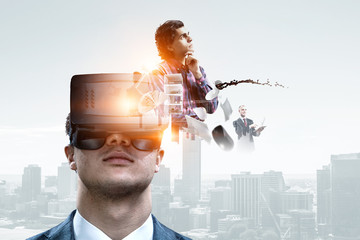 Virtual reality experience. Technologies of the future. Mixed media