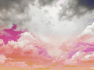 Background of dark,gray and pink clouds in the sky before rain.