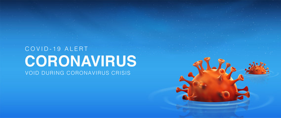 Novel coronavirus in China (2019-nCoV), 3D vector illustration background of coronavirus sink in the water