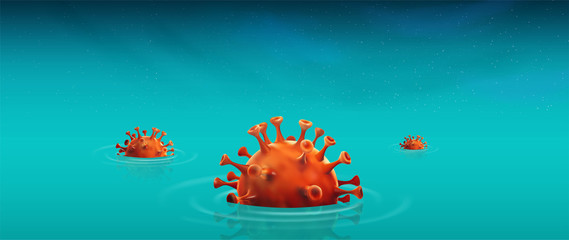Obraz na płótnie Canvas Novel coronavirus in China (2019-nCoV), 3D vector illustration background of coronavirus sink in the water