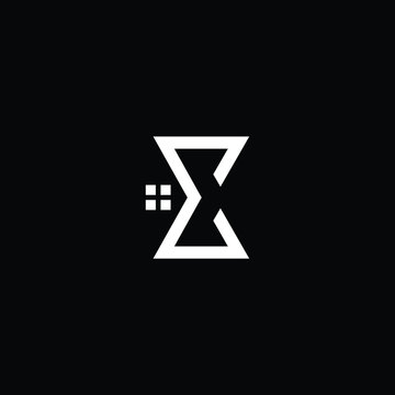 Logo design of E EX XE in vector for construction, home, real estate, building, property. Minimal awesome trendy professional logo design template on black background.