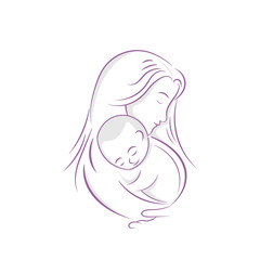 Pretty woman holding a newborn baby in her arms