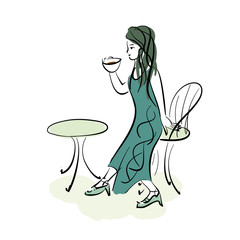 お茶を飲む女性