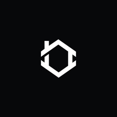 Logo design of O in vector for construction, home, real estate, building, property. Minimal awesome trendy professional logo design template on black background.