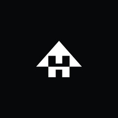 Logo design of H in vector for construction, home, real estate, building, property. Minimal awesome trendy professional logo design template on black background.