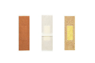 Adhesive plaster or adhesive bandage isolated on white background.